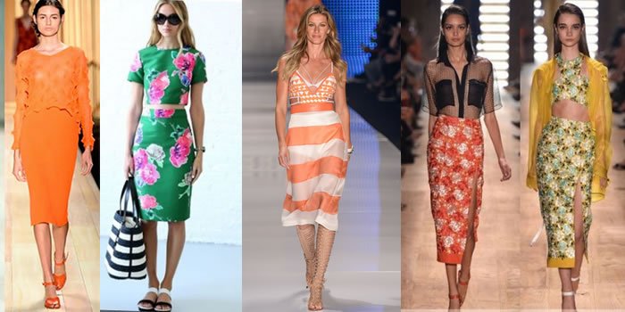 Moda feminina primavera-verão 2016-saia-midi